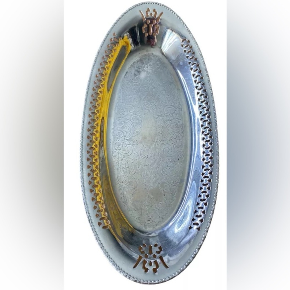 SOLD
🌟 FARBER Bros Krome Kraft VTG Antique chrome medium silver tray midcentury